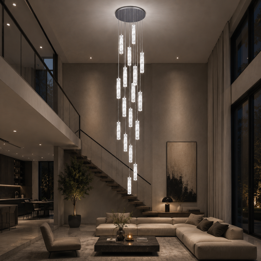 LED křišťálový lustr 82W 3000K4000K6000K Amiri Průměr 40cm x Výška 300cm