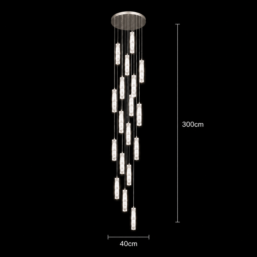 LED křišťálový lustr 82W 3000K4000K6000K Amiri Průměr 40cm x Výška 300cm