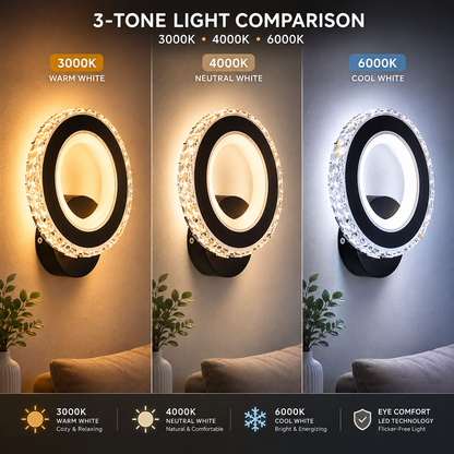 NOVA Rotonda LED nástěnné svítidlo, 16W, černá a nerezová ocel, teplé/studené/neutrální světlo