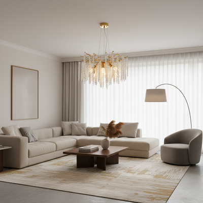 ARBUS Magno křišťálový lustr, Φ60cm, 8xE14, zlato, kov a křišťál