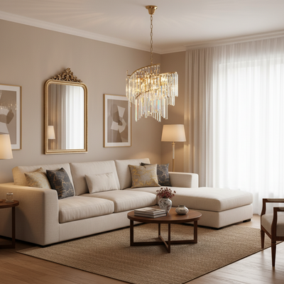 Křišťálový lustr TWEEZE Elegance, Φ50 cm, 9xE14, zlato, kov a křišťál