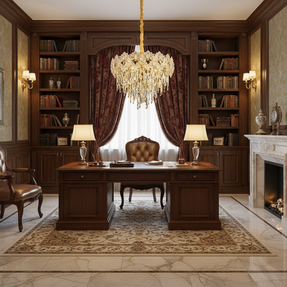Candelabru Cristal FLEUR Nobile 5xE14, Diametru 40cm, Inaltime 30cm, Auriu Lucios, Inaltime Reglabila, Design Elegant