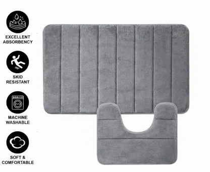 Sada 3 koupelnových předložek, 50x40 cm, modrá, protiskluzová