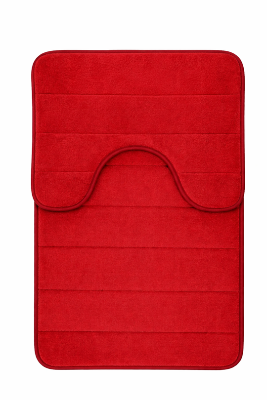 Koupelnové předložky, 80x50 cm / 50x40 cm, červené, protiskluzové, savé, Sada 2 koupelnových předložek Výchozí název Alessandro Design