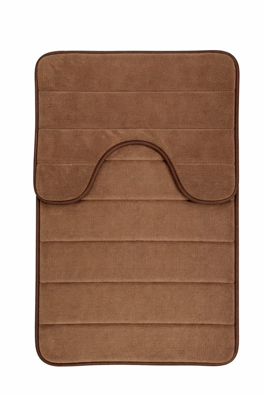Koupelnové předložky, 80x50 cm / 50x40 cm, Hnědé, Protiskluzové, Absorpční, Sada 2 koupelnových koberečků Výchozí název Alessandro Design