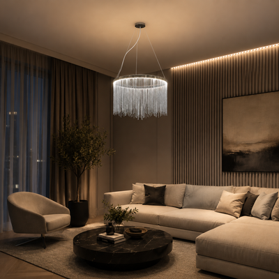 Závěsný LED lustr s dálkovým ovládáním ILLUMINA MAGNUS, 38W, studené/teplé/neutrální světlo, stmívatelný, lesklý chrom
