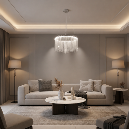 Závěsný LED lustr s dálkovým ovládáním ILLUMINA MAGNUS, 38W, Studené/Teplé/Neutrální světlo, Stmívatelný, Stříbrný