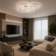 LED lustr s dálkovým ovládáním BETTY 127W, 8 kruhů, Studené/Teplé/Neutrální světlo, Stmívatelné, Bílá