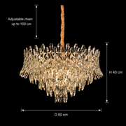 Candelabru Cristal MONARCH Magno 12xE14, Diametru 60cm, Inaltime 40cm, Auriu Lucios, Inaltime Reglabila, Design Elegant