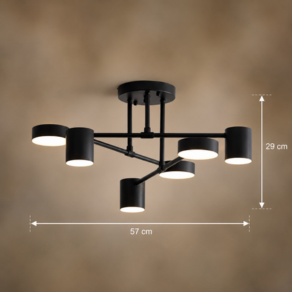 LED lustr GALIOS 72W, 6 prvků, studené/teplé/neutrální světlo, černá