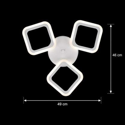LED lustr ERIKA 20W, 3 čtverce, neutrální světlo 4000k, bílá, kov a akryl