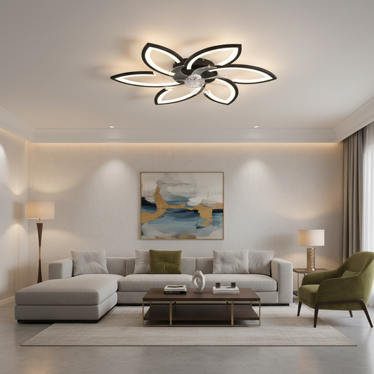 ANEMO Fan LED lustr s dálkovým ovládáním, 36W, D76,5cm, studené/neutrální/teplé světlo, černá