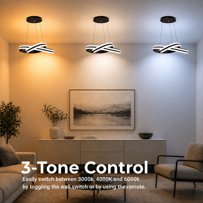 Závěsný LED lustr s dálkovým ovládáním INFINITY LOOP 61W, studené/teplé/neutrální světlo, stmívatelný, černý, výškově nastavitelný