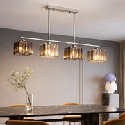 Klasický moderní gruzínský lustr, LC116/4, 4x E27, chromové a šedé sklo, kov a křišťál, stínidlo