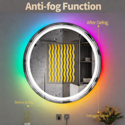 Kulaté LED zrcadlo, 70 cm, Celeste MotionGlow Marcello, RGB světlo, Bluetooth reproduktor, Demister System, Hodiny & Teploměr, Stmívatelné 70X70BTRGB