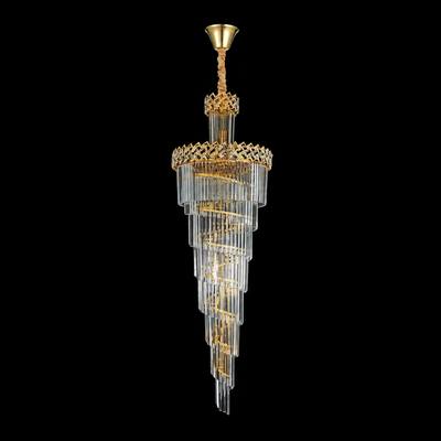Křišťálový lustr WINDSOR Altiora, průměr 60 cm, výška 180 cm, 26xE14, lesklé zlato, nastavitelná výška, elegantní design