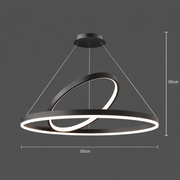 LED závěsný lustr PAGANO 47W, 3000K, 2 kruhy, černý, nastavitelná výška