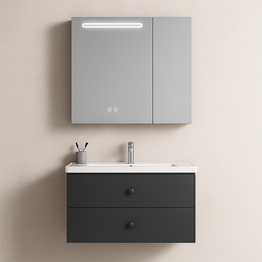 Ingridová skříň s LED zrcadlem DBP123 80x70 bílá