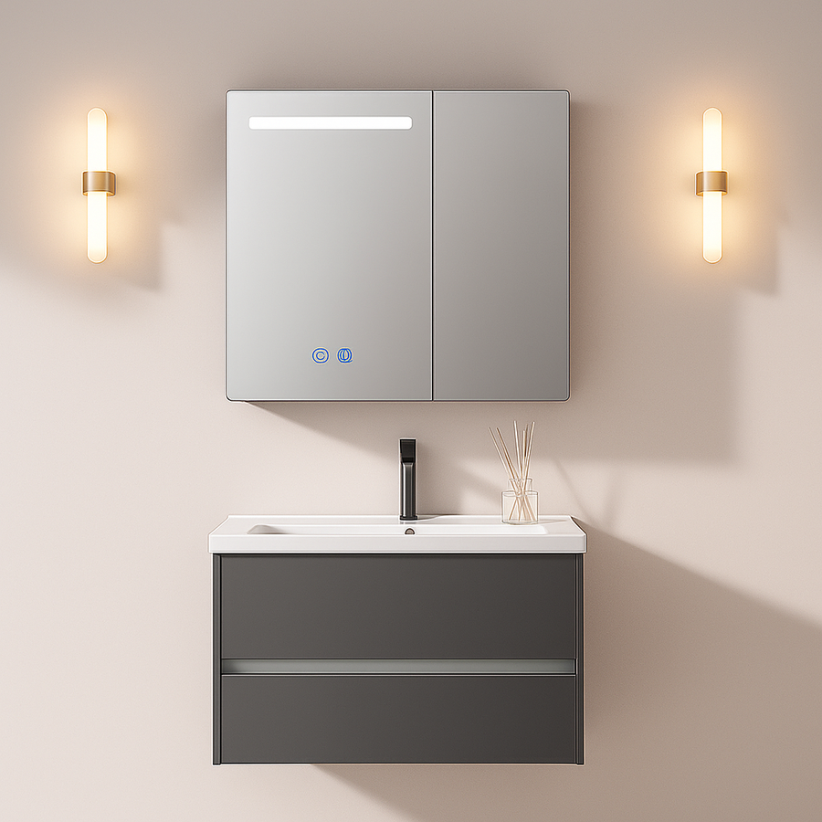 Ingridová skříň s LED zrcadlem DBP123 80x70 bílá