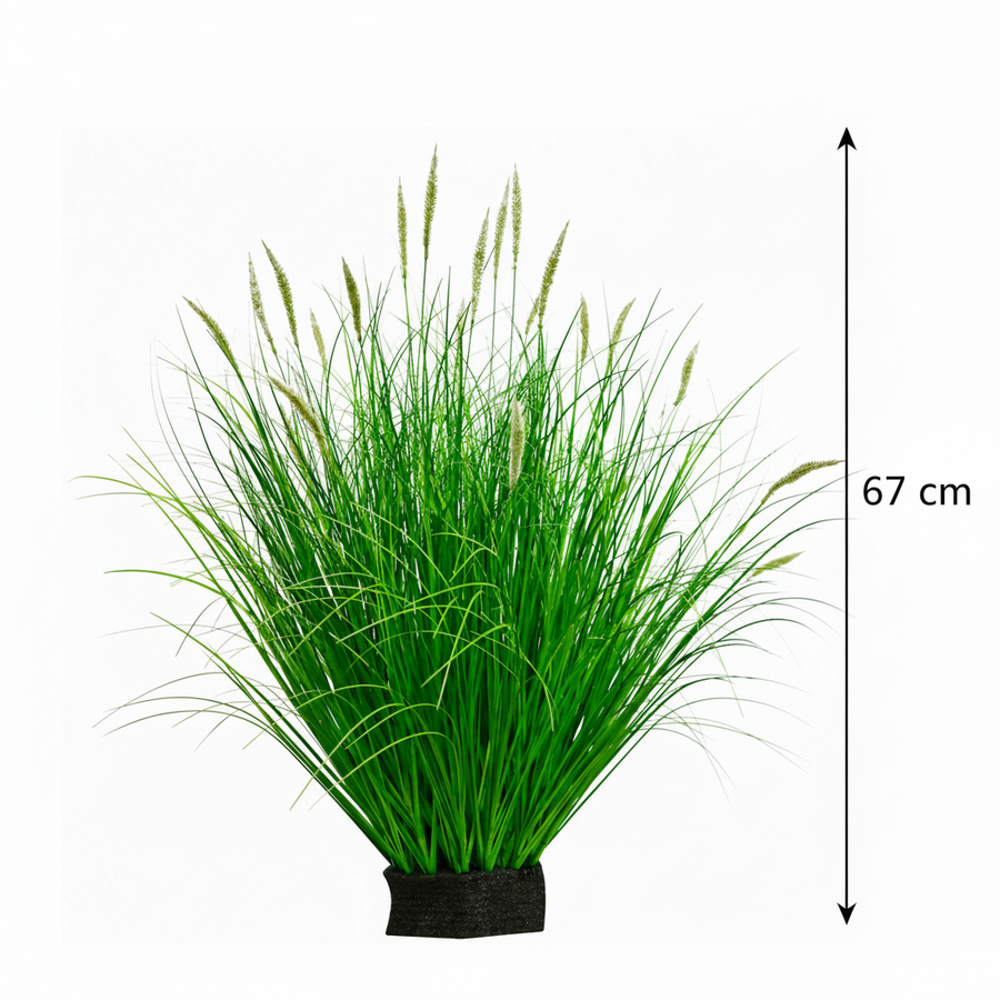 Okrasná rostlina s umělým liščím ocasem, 67 cm, s 25 kořením, zelená a bílá, bez květináče