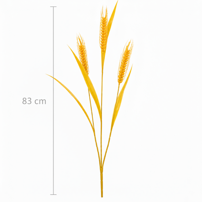 Umělá rostlinná okrasná tráva, 83 cm, se 3 dráty, pšeničné koření, žlutá, bez květináče