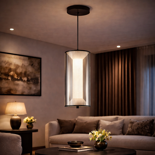 Závěsný LED lustr s dálkovým ovládáním 29W, LM511/1BK, Nastavitelná výška, Teplé/Studené/Neutrální světlo, Bílá, Meta