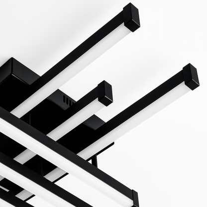 LED lustr s dálkovým ovládáním LINEX, 63W, 6 prvků, lineární, studené/teplé/neutrální světlo, stmívatelný, černý