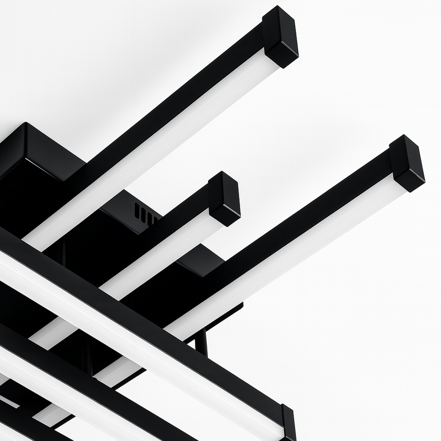 LED lustr s dálkovým ovládáním LINEX, 63W, 6 prvků, lineární, studené/teplé/neutrální světlo, stmívatelný, černý