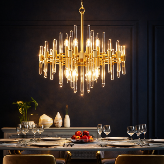 Křišťálový lustr CC850/480GD, 6xE14, 48X45cm, nastavitelná výška, lesklé zlato, nastavitelná výška, elegantní design, kov a křišťálové křišťálové lustry Výchozí název Alessandro Design