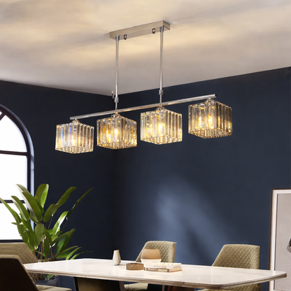 Klasický moderní gruzínský lustr, LC116/4, 4x E27, chromové a šedé sklo, kov a křišťál, stínidlo