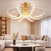 LED lustr s dálkovým ovládáním LT771/500GD, 25W, teplé/studené/neutrální světlo 3000K/4000K/6000K, stmívatelné, zlato, kov a silikon