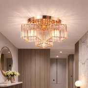 Sasha Moderní klasický lustr, LC117/3GD, 3x E27, kov a křišťál, zlato, stínidlo