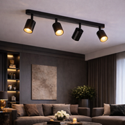 Moderní klasický lustr, LC500/4BK s lineárním projektorem, 4XGU10, kov, černý