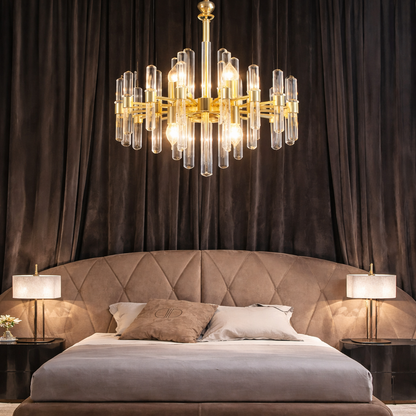 Křišťálový lustr CC850/480GD, 6xE14, 48X45cm, nastavitelná výška, lesklé zlato, nastavitelná výška, elegantní design, kov a křišťál