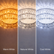 LED lustr LLC130/1CH, Křišťál a kov, 31W, 1 kruh, Stmívatelný, Nastavitelná výška, Studené/Teplé/Neutrální světlo, Luxusní osvětlení