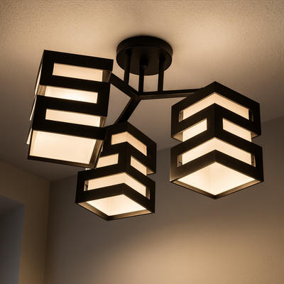 Lustr VANJA se čtvercovým stínidlem, 3 x patice E27 bílá / černá