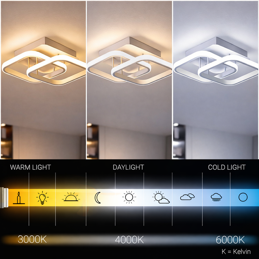 VERTEX Matrix LED lustr, překrývající se diamanty, kovové rámy, 11W, 2 diamanty, studené/teplé/neutrální světlo 3000K/4000K/6000K, bílá