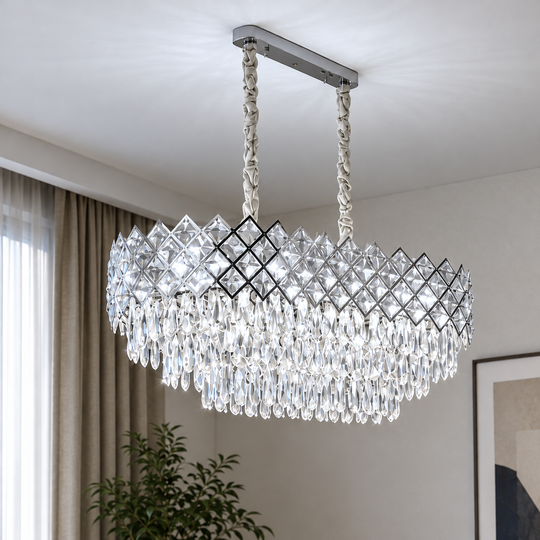 VECTORIA Supremo Crystal Lustr, 10xE14, Průměr 75x39cm, Lesklý chrom, Nastavitelná výška, Kov a Crystal