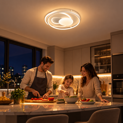 ASTERA LED lustr s dálkovým ovládáním, Oválný tvar, 85W, Studené/Teplé/Neutrální světlo, Stmívatelné, Bílá