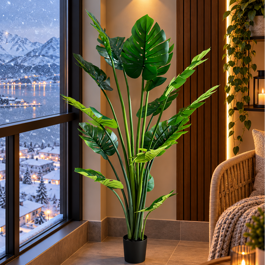 Typ umělé rostliny Monstera Deliciosa, s bohatými listy, 180 cm, zelená