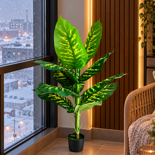 Umělá rostlina Typ Dieffenbachia, 100 cm, Zelená