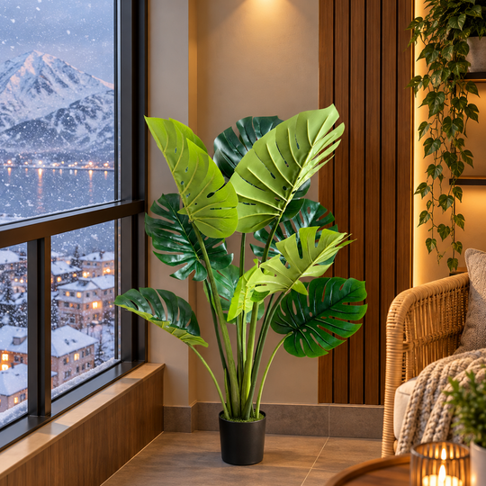 Typ umělé rostliny Monstera Deliciosa, s bohatými listy, 120 cm, zelená
