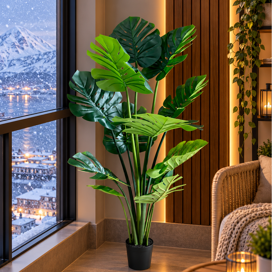 Typ umělé rostliny Monstera Deliciosa, s bohatými listy, 160 cm, zelená