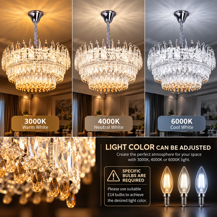 Křišťálový lustr MAJESTIC Magno 15x E14, průměr 60cm, lesklý chrom, nastavitelná výška