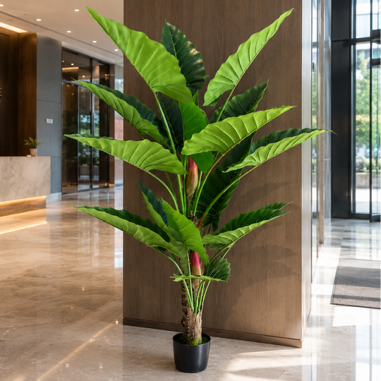 Umělá rostlina Typ Alocasia, 2 stonky, 190 cm, Zelená