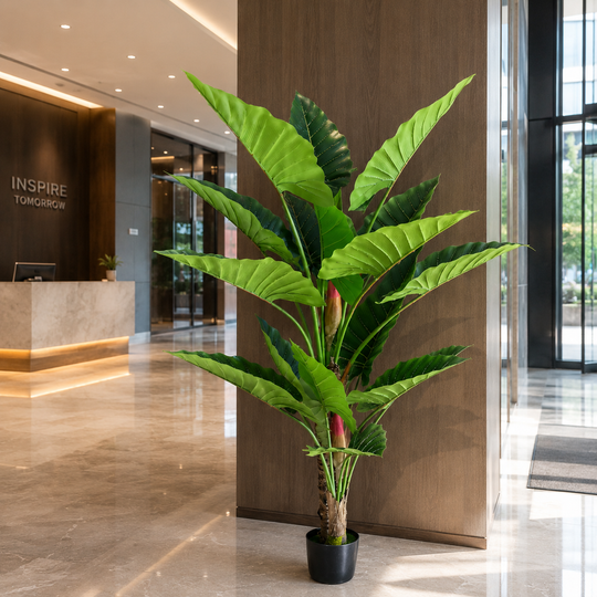 Umělá rostlina Typ Alocasia, 2 stonky, 190 cm, Zelená