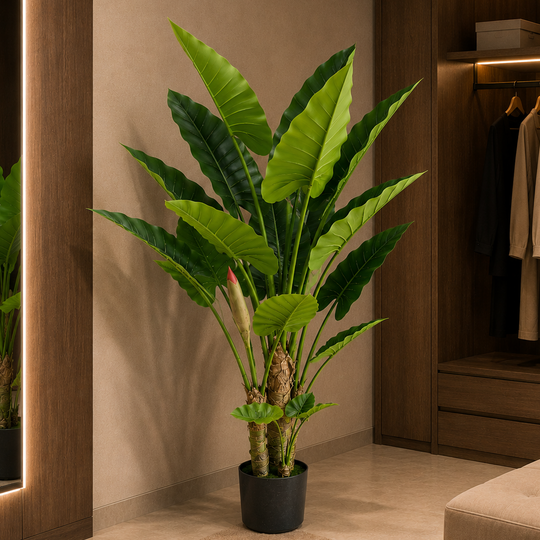 Umělá rostlina Typ Alocasia, 3 stonky, 160 cm, Zelená