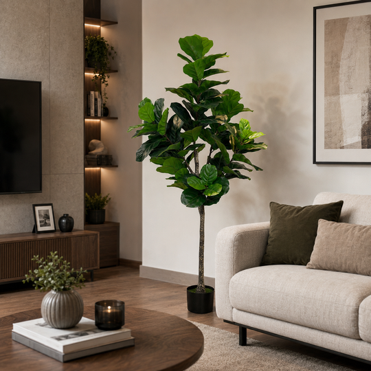 Umělá rostlina Strom Typ Ficus, 180 cm, Zelená, s květináčem