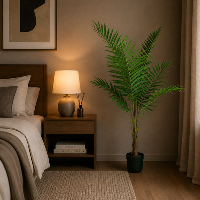 Umělá palma Kentia, s elegantními listy, 160 cm, 7 listů, zelená, s květináčem