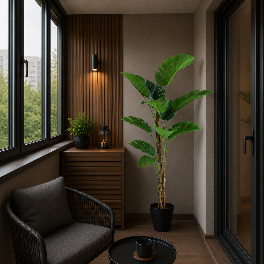 Decorațiune Monstera Deliciosa, 11 frunze, Plastic, 160 cm, Verde